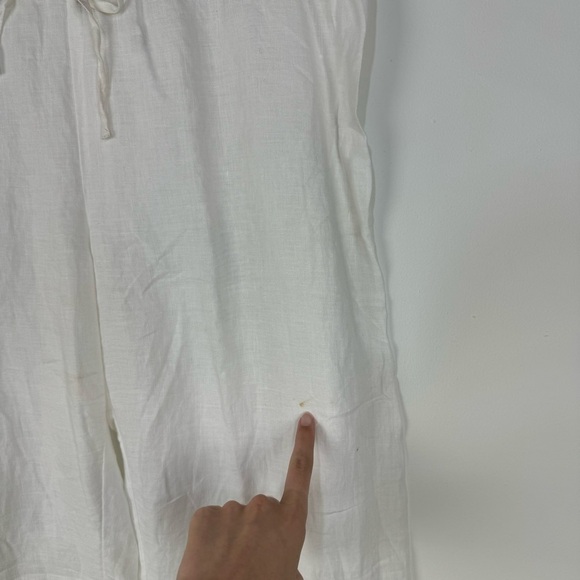 Ann Taylor White 100% Linen Wide Leg Pants Flowy Beach Summer Vacation - Picture 5 of 7